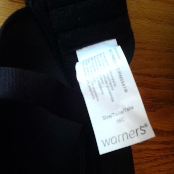 36C BNWT Wireless Black Warner's Bra - Picture 4 of 4